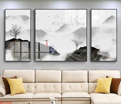 File tranh File bộ tranh treo hiện đại HD74126 (gốc) chủ đề trừu tượng