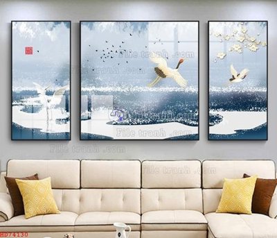 File tranh File bộ tranh treo hiện đại HD74130 (gốc) in vải canvas