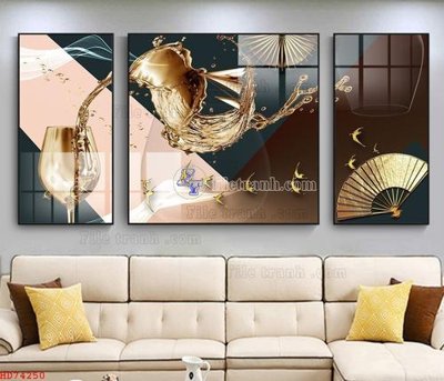File gốc File bộ tranh treo hiện đại HD74250 (in 3D) cho trang trí