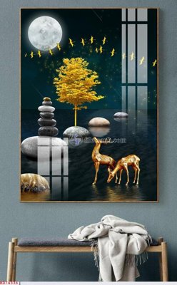 File tranh File bộ tranh treo hiện đại HD74336 (gốc) in trên kính