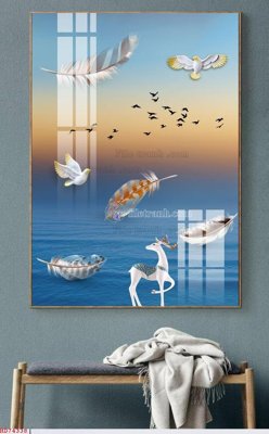 File tranh in trần File bộ tranh treo hiện đại HD74338 (ảnh gốc siêu nét)