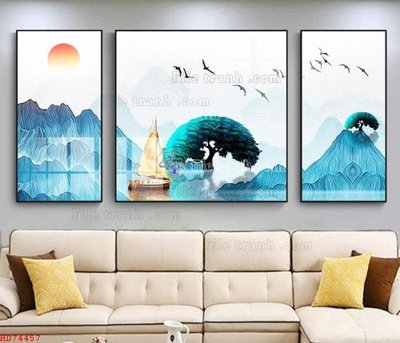 File gốc File bộ tranh treo hiện đại HD74457 (in tráng gương) nghệ thuật