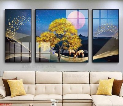 File gốc File bộ tranh treo hiện đại HD74517 (bản quyền) cho in ấn