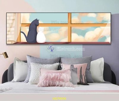 File in mica File tranh hiện đại treo tường HD79090 (bản gốc) làm vách ngăn