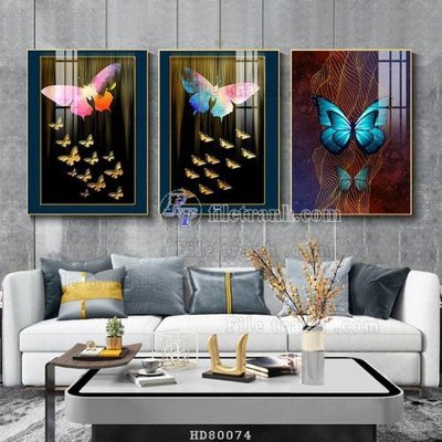 File in trần File tranh hiện đại pha lê gương HD80074 (bản gốc) hoa văn