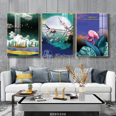 Ảnh gốc file in lụa File tranh hiện đại pha lê gương HD80200 chi tiết