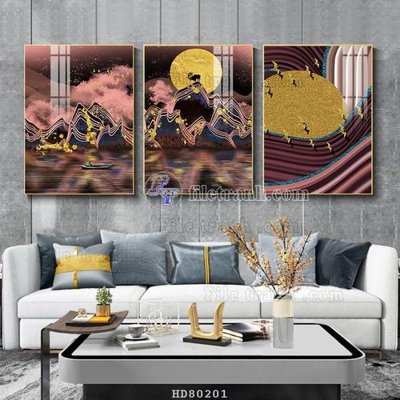 File in ấn File tranh hiện đại pha lê gương HD80201 (bản gốc) cao cấp