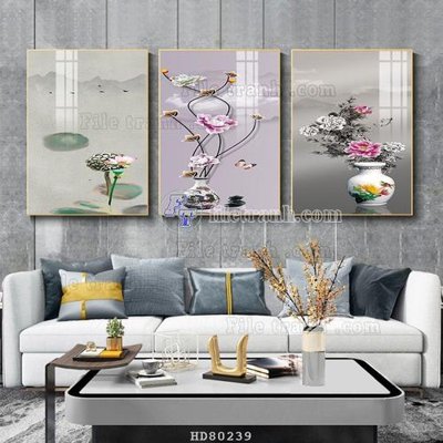 File in lụa File tranh hiện đại pha lê gương HD80239 (phong cảnh) File tranh hiện đại pha lê gương HD80239
