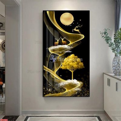 File gốc File tranh bộ hiện đại HD9026 (in lụa) hoa văn cổ điển