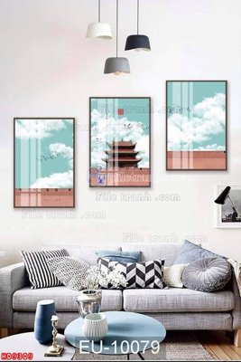 File tranh File tranh bộ hiện đại HD9309 (bản gốc) treo quán cafe