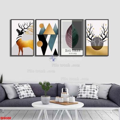 File gốc File tranh bộ hiện đại HD9459 (in lụa) trang trí tường