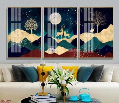 Download file File tranh bộ hiện đại HD9557 (gốc) in mica đèn LED