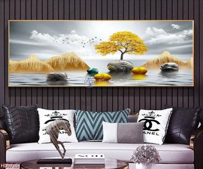 File gốc File tranh bộ hiện đại HD9715 (in lụa) tranh mã đáo