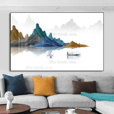 File gốc File tranh bộ hiện đại HD9727 (in lụa) họa tiết 3D