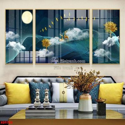 Ảnh gốc File tranh bộ hiện đại HD9784 (nét căng) in mica