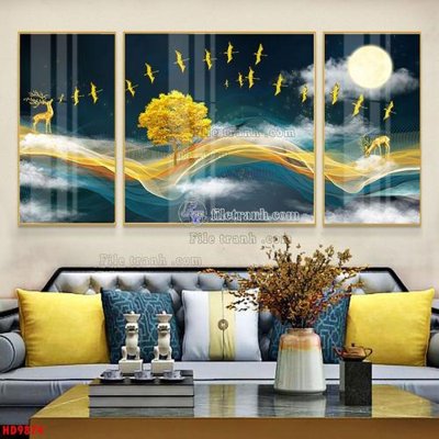 Tải file File tranh bộ hiện đại HD9874 (gốc) chủ đề hoa sen