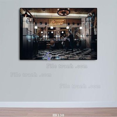 File in trần File tranh quán cắt tóc HR138 (bản gốc) bầu trời