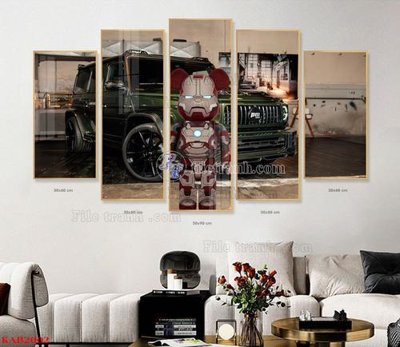 File gốc in ấn File tranhbộ 5 tấm kawas gấu bearbrick KAB2002 (sẵn sàng tải về)