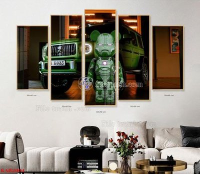 File gốc File tranhbộ 5 tấm kawas gấu bearbrick KAB2004 (in tráng gương) nghệ thuật