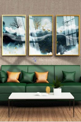 File in mica File tranh hiện đại pha lê gương KF100369 (bản gốc) làm vách ngăn