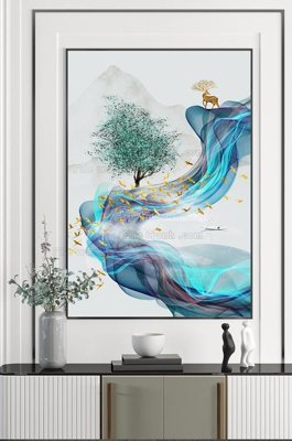 File tranh in trần 3D File tranh hiện đại pha lê gương KF100627 (ảnh gốc)