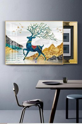 Tải file File tranh hiện đại pha lê gương KF100730 (gốc) chủ đề hoa sen