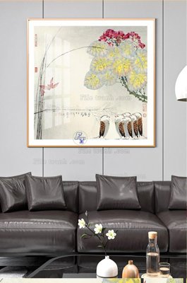 File gốc File tranh hiện đại pha lê gương KF100823 (in lụa) hoa văn cổ điển