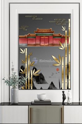 File tranh File tranh hiện đại pha lê gương KF101455 (bản gốc) treo quán cafe