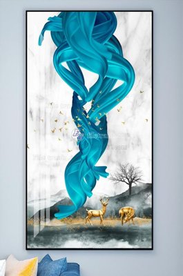 File in lụa File tranh hiện đại pha lê gương KF101746 (phong cảnh) File tranh hiện đại pha lê gương KF101746