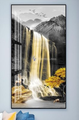 File tranh File tranh hiện đại pha lê gương KF101767 (bản gốc) treo phòng ăn