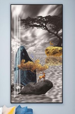 File in lụa File tranh hiện đại pha lê gương KF101856 (phong cảnh) File tranh hiện đại pha lê gương KF101856