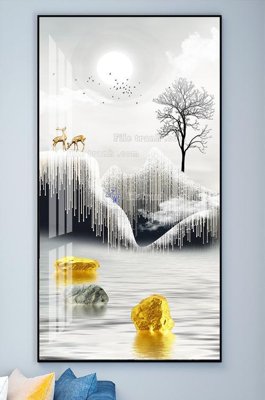 File in trần File tranh hiện đại pha lê gương KF102064 (bản gốc) bầu trời