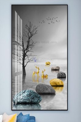 File in trần File tranh hiện đại pha lê gương KF102180 (bản gốc) trời sao