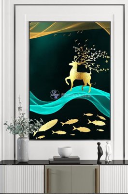 File gốc File tranh hiện đại pha lê gương KF102503 (in lụa) tranh mã đáo