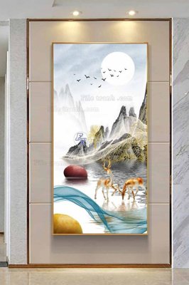 File PSD File tranh hiện đại pha lê gương KF102835 (bản gốc) cho nhà in