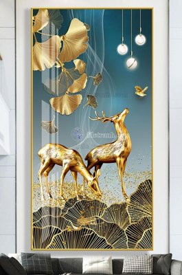 File tranh File tranh hiện đại pha lê gương KF102986 (file gốc) chủ đề phong thủy