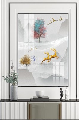 File in trần File tranh hiện đại pha lê gương KF103002 (bản gốc) mây trời