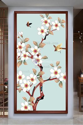 File gốc File tranh hiện đại pha lê gương KF103047 (in lụa) tranh mã đáo