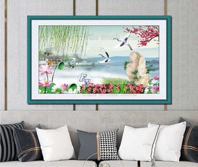 Tải file File tranh hiện đại pha lê gương KF103327 (gốc) chủ đề phong thủy