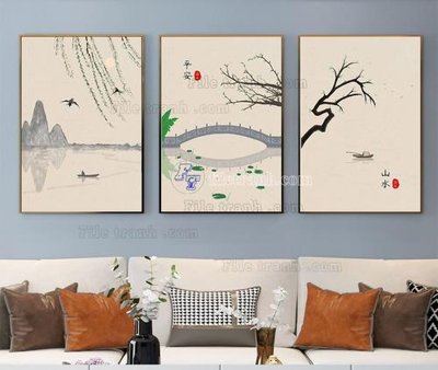 File in trần File tranh hiện đại pha lê gương KF104013 (bản gốc) mây trời