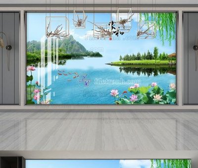 File gốc File tranh hiện đại pha lê gương KF104310 (in lụa) tranh mã đáo