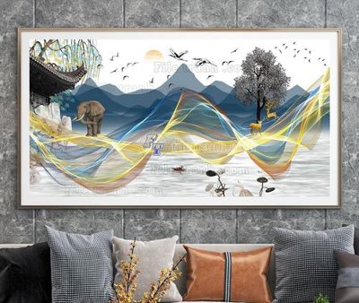 File in trần File tranh hiện đại pha lê gương KF105070 (bản gốc) 5D