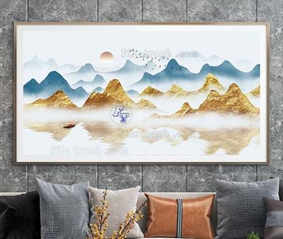 File tranh File tranh hiện đại pha lê gương KF105084 (file gốc) chủ đề phong thủy