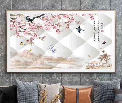 File tranh gốc in trần nhà File tranh hiện đại pha lê gương KF105266 3D