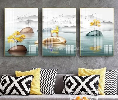 Hình ảnh file gốc in trần nhà File tranh hiện đại pha lê gương KF105414