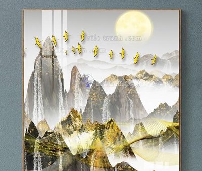 Hình ảnh file gốc File tranh hiện đại pha lê gương KF105436 cho in UV