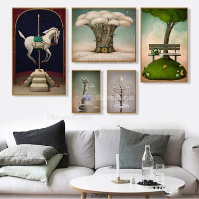 File PSD Tranh bộ nhiều tấm KF254 (bản gốc) đã tách nền