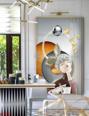 File tranh Tranh decor phủ gương hiện đại KF50001 (bản gốc) in lụa 5D