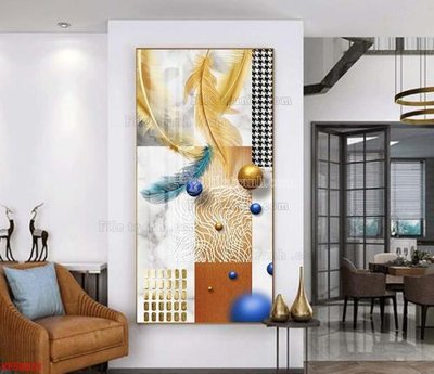 Download file gốc Tranh decor phủ gương hiện đại KF50033 (in mica) 3D