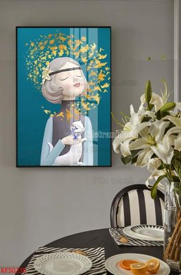 File in ấn Tranh decor phủ gương hiện đại KF50235 (bản gốc) cao cấp